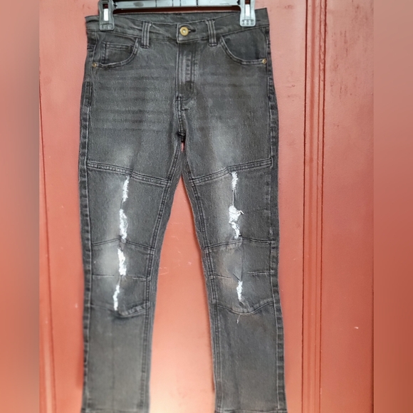 Quad Seven Boys' Rip-Patch Jeans Gray Size 12 - Picture 8 of 10